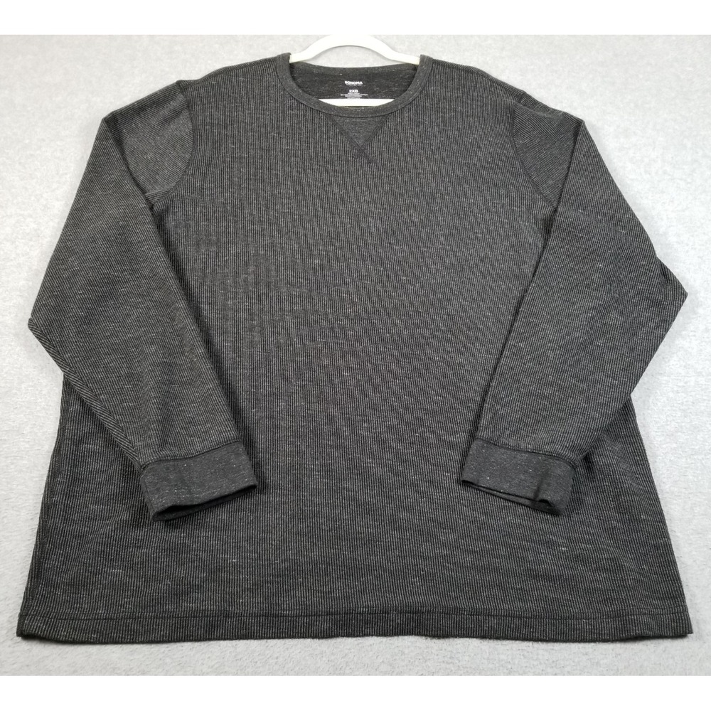 Sonoma Thermal Shirt Men 2XB Big 2X Gray Long Sleeve Waffle Knit Pullover Winter